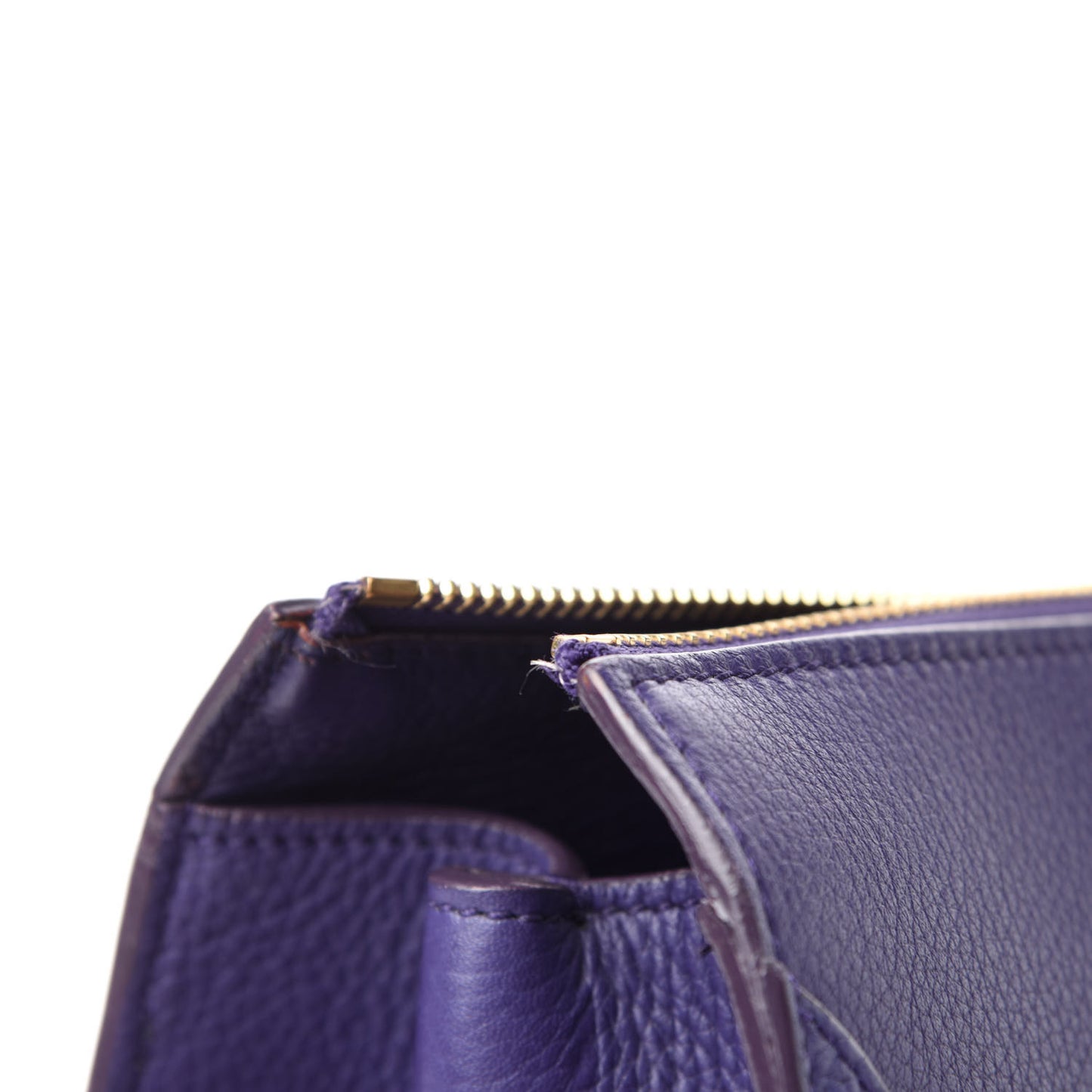 Pebbled Calfskin Zip Up Heroine Tote Purple