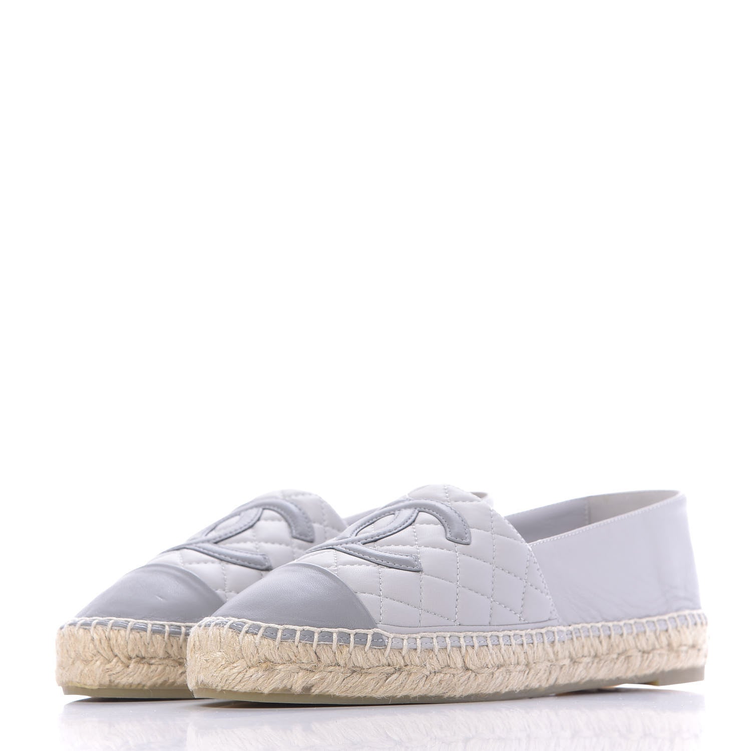Chanel Lambskin Quilted CC Espadrilles 38 Grey 3 of 11