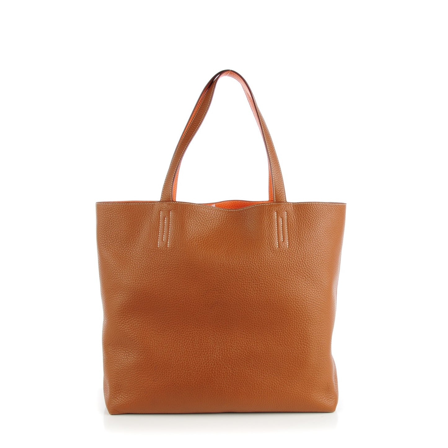 Taurillon Clemence Double Sens 45 Reversible Tote Orange Gold