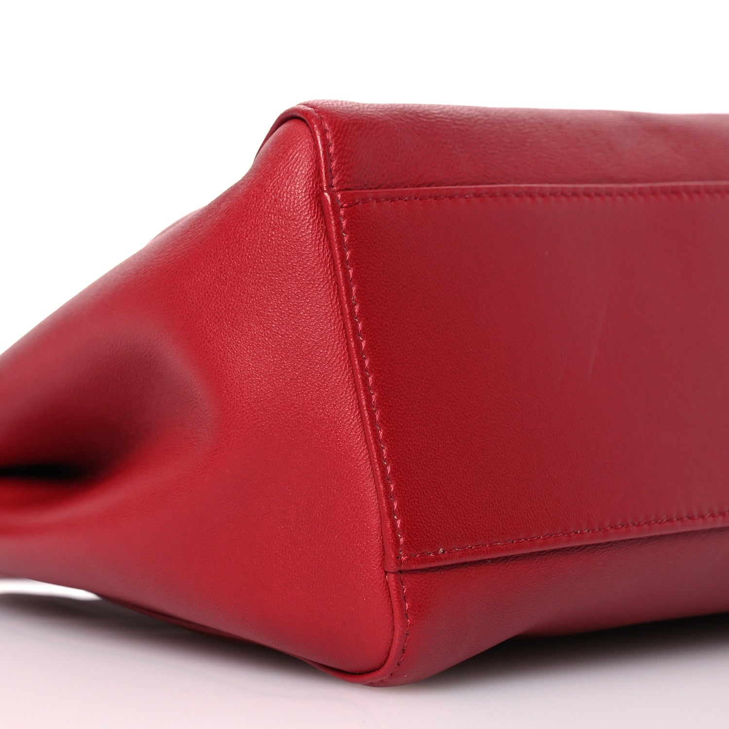 Fendi Nappa Elaphe Monster Eyes Mini Peekaboo Iconic Satchel Ruby Bois de Rose Natural 10 of 15