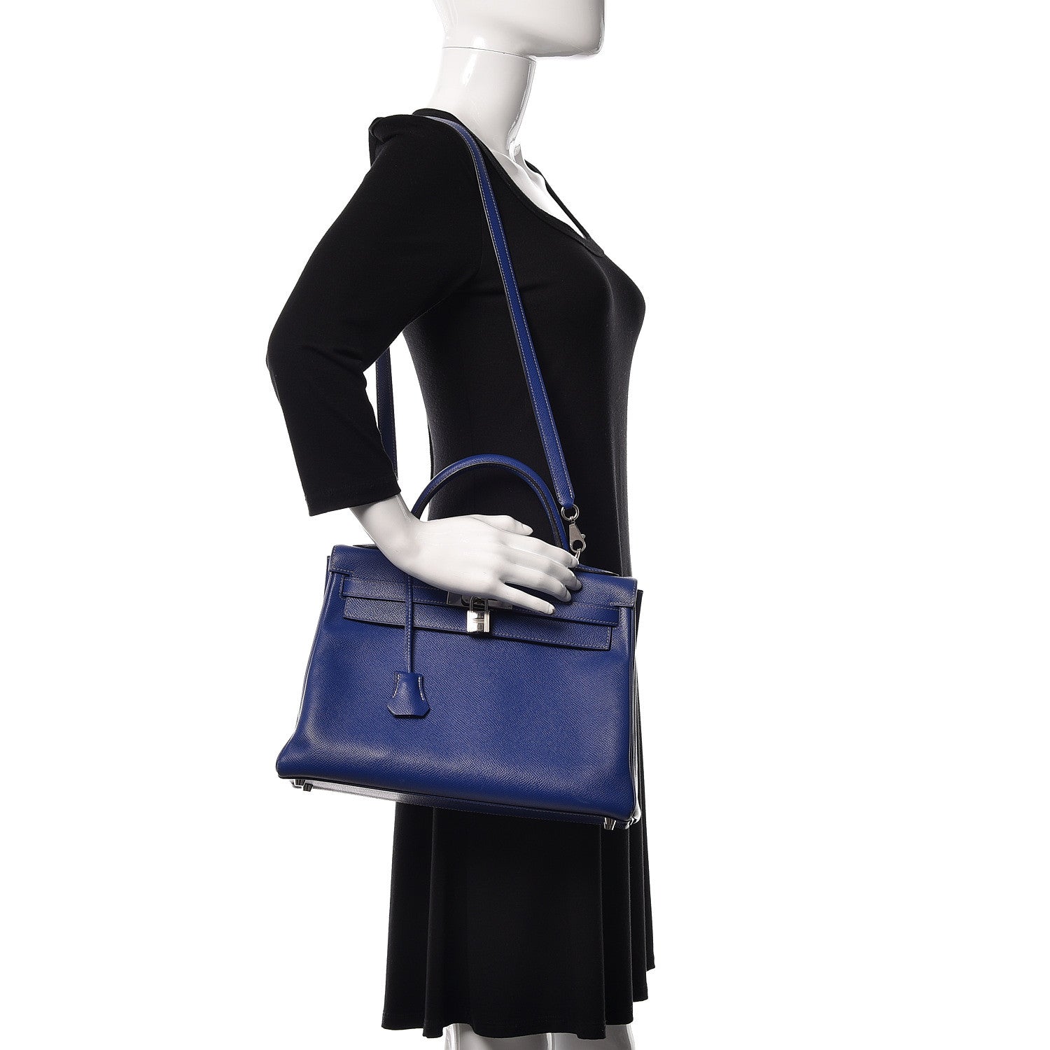 Hermes Epsom Candy Kelly Retourne 32 Bleu Electrique Mykonos 2 of 10