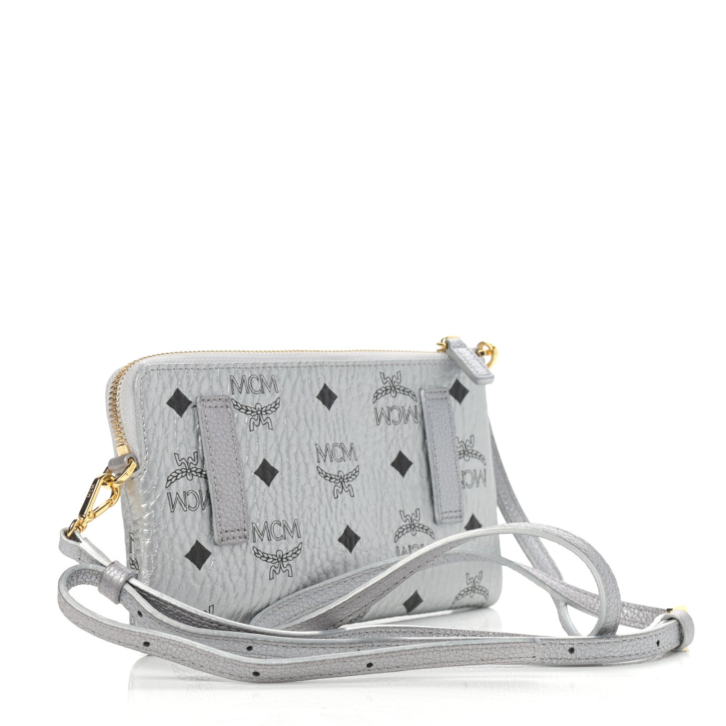 Metallic Visetos Crossbody Tech Pouch Silver