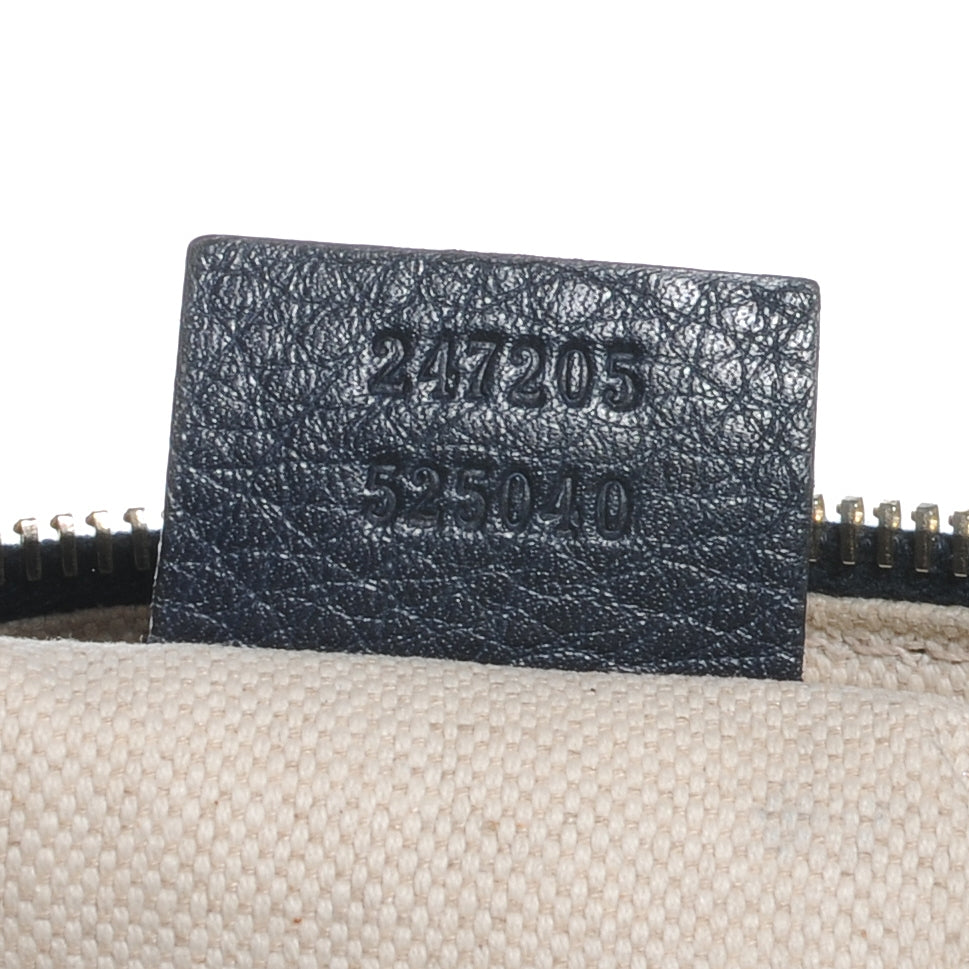 Calfskin Vintage Web Medium Boston Navy