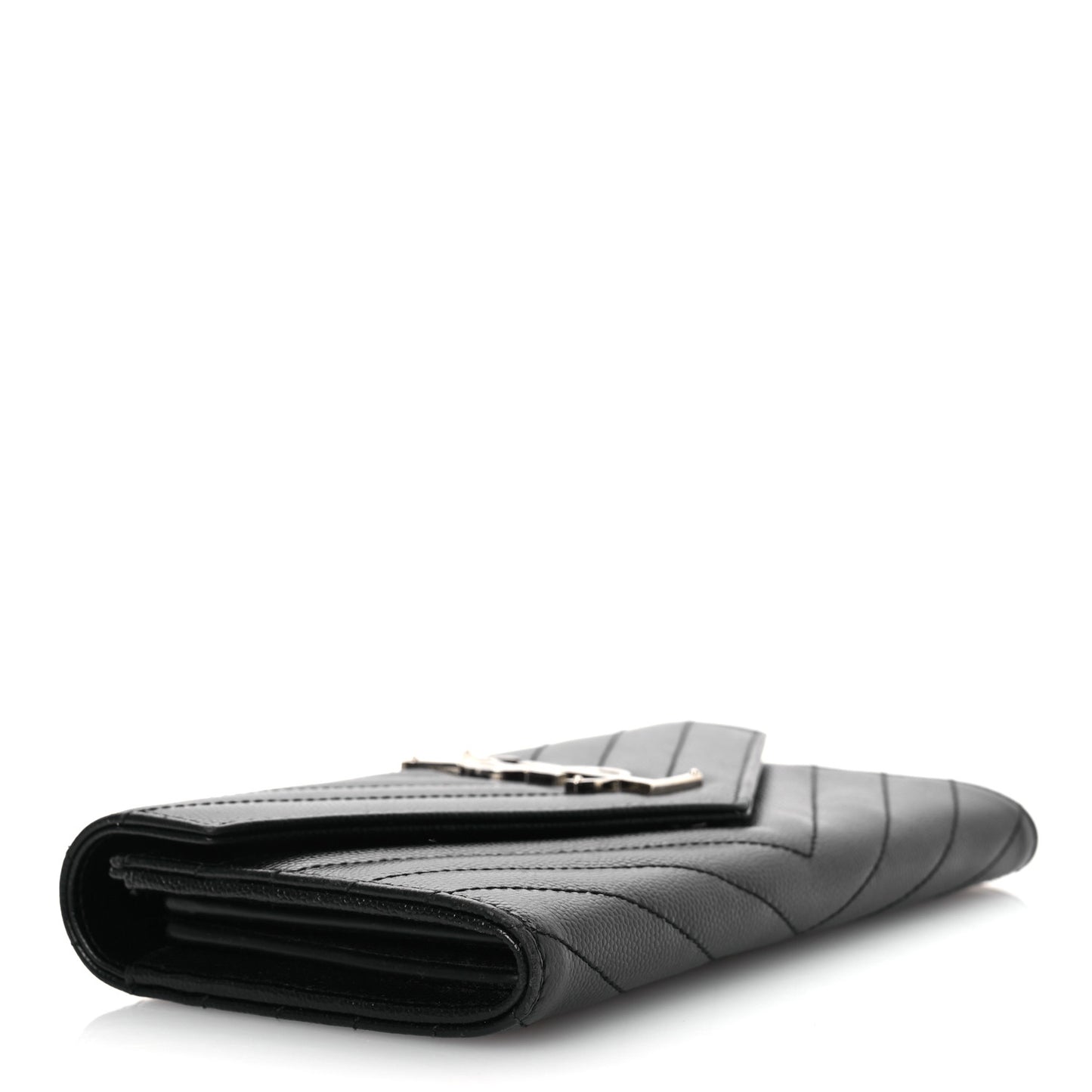 Grain De Poudre Matelasse Chevron Monogram Flap Wallet Black