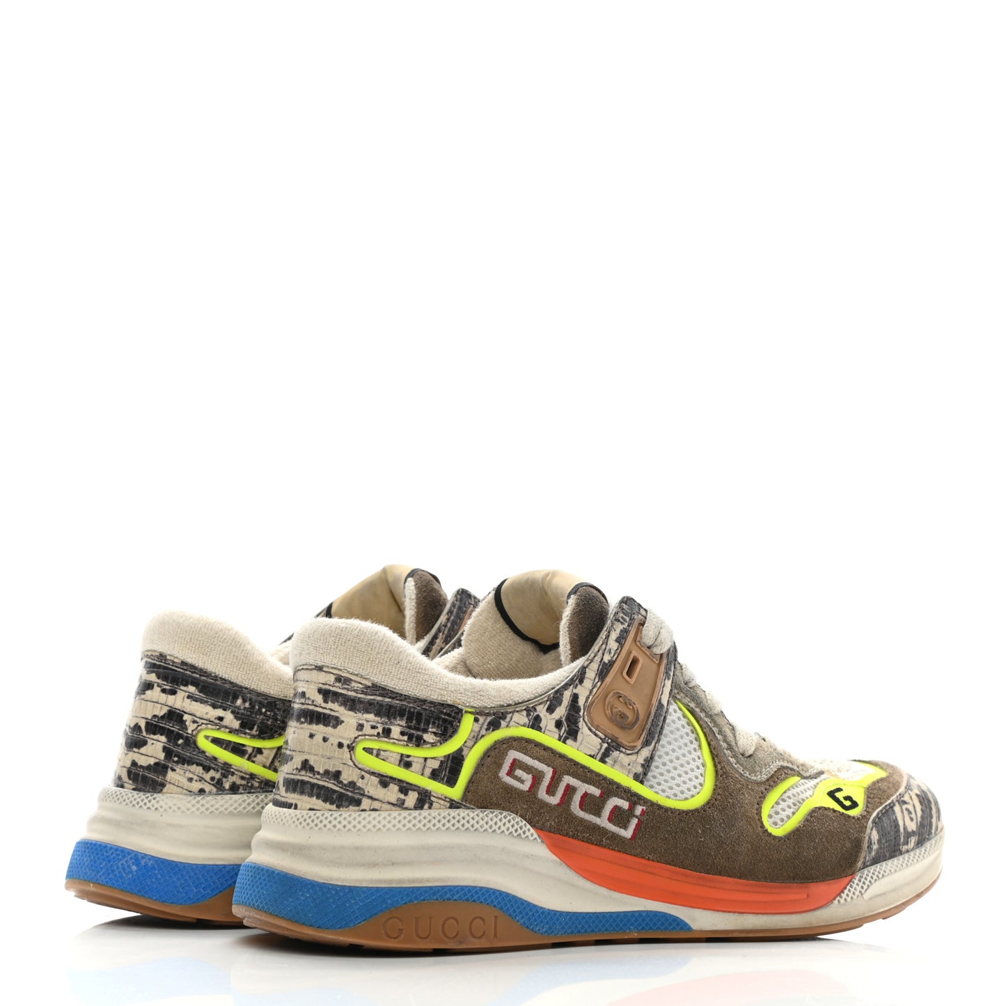 Suede Calfskin Tejus Printed Womens Ultrapace Sneakers 38 Natural Ardesia Neon Yellow