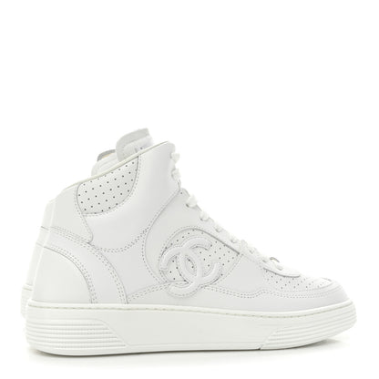 Chanel Calfskin CC High Top Sneaker 38 White 4 of 9