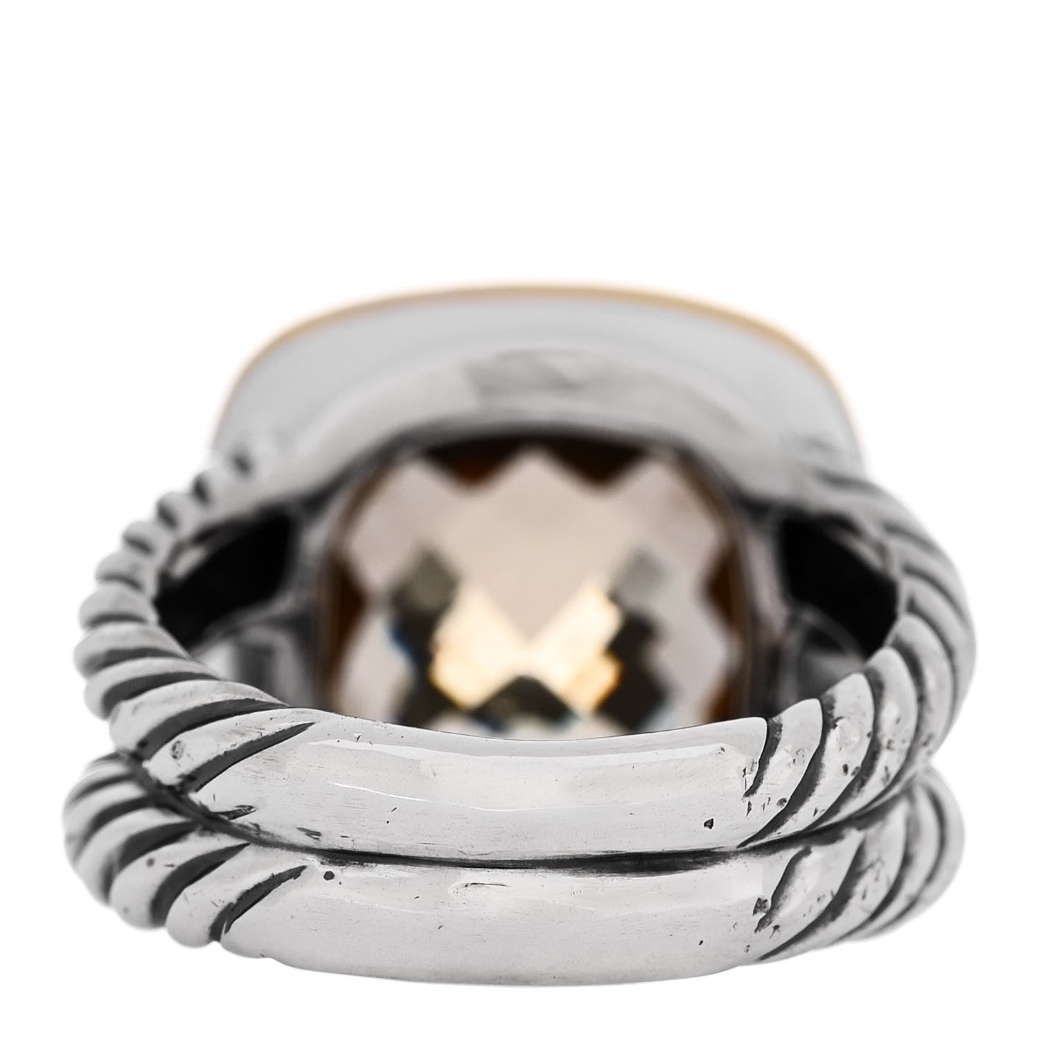 David Yurman Sterling Silver 18K Yellow Gold Diamond Citrine 11mm Albion Ring 49 5 4 of 6