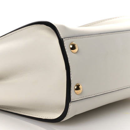 Fendi Vitello Seta Fabric Jacquard FF 1974 Mini Peekaboo Iconic Satchel White 9 of 12