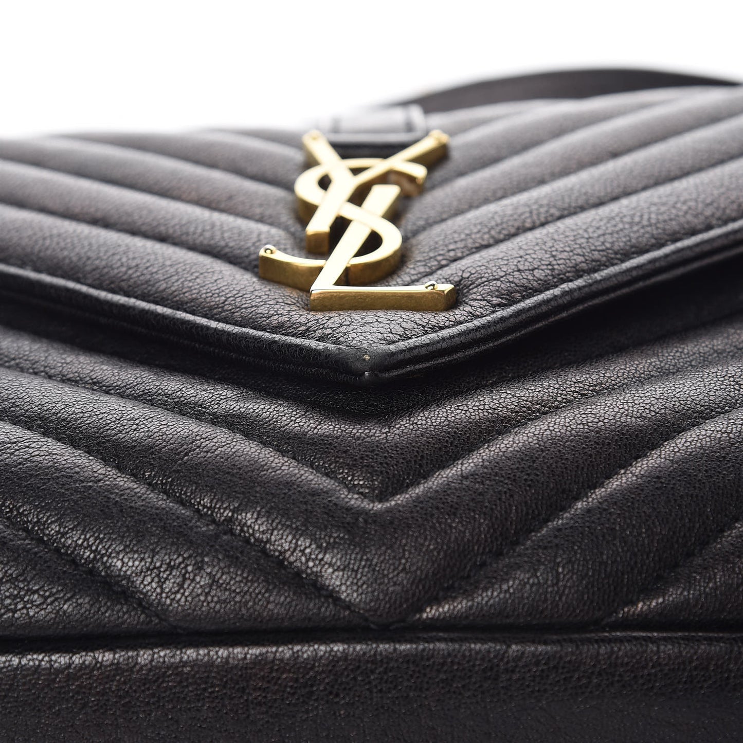 Sheepskin Matelasse Chevron Monogram Medium College Bag Black