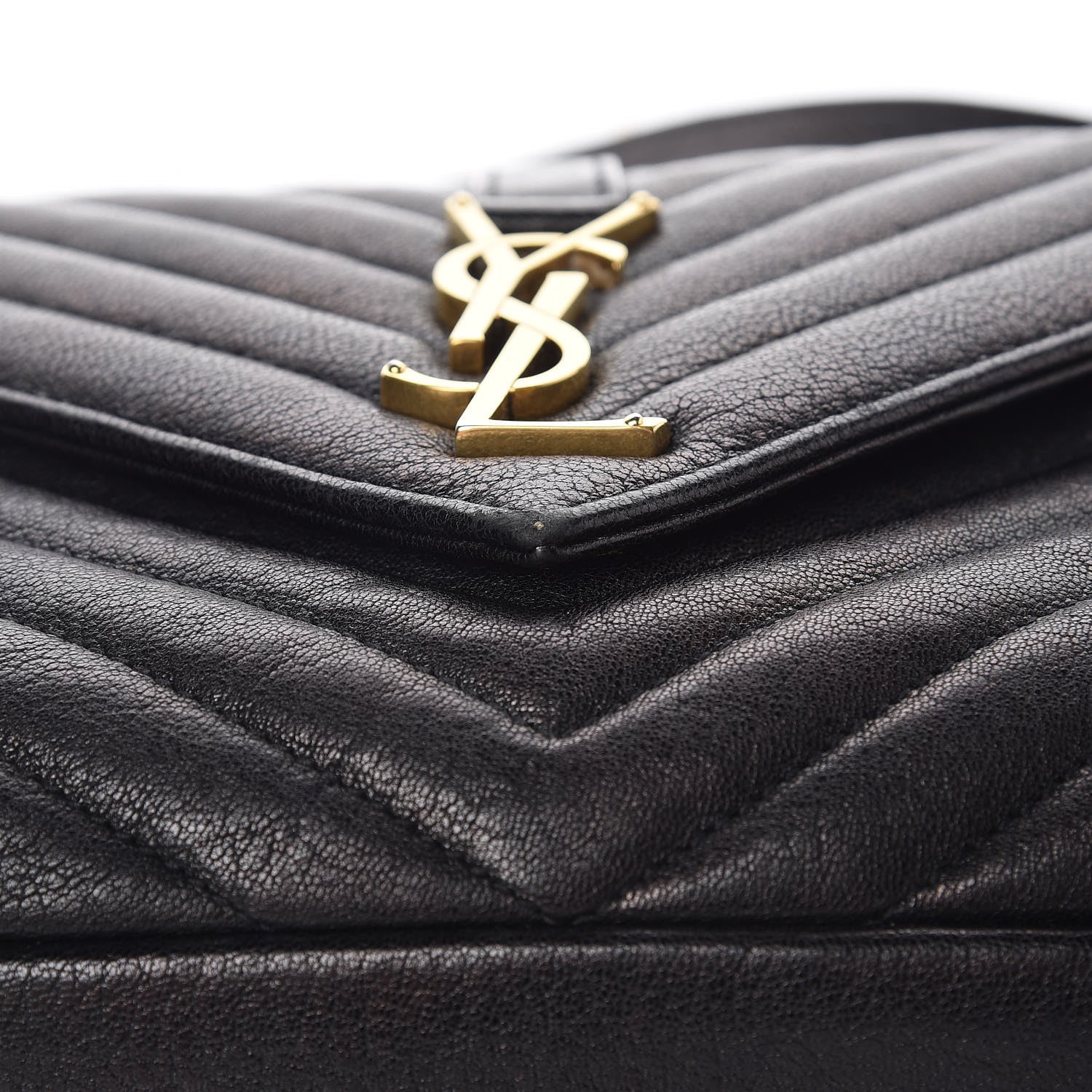 Saint Laurent Sheepskin Matelasse Chevron Monogram Medium College Bag Black 10 of 14