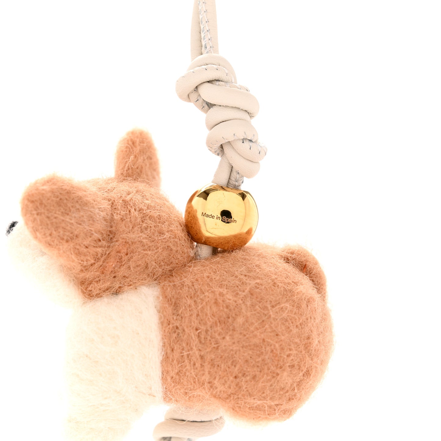 Calfskin Felt Corgi Bag Charm Soft Soft White Orange