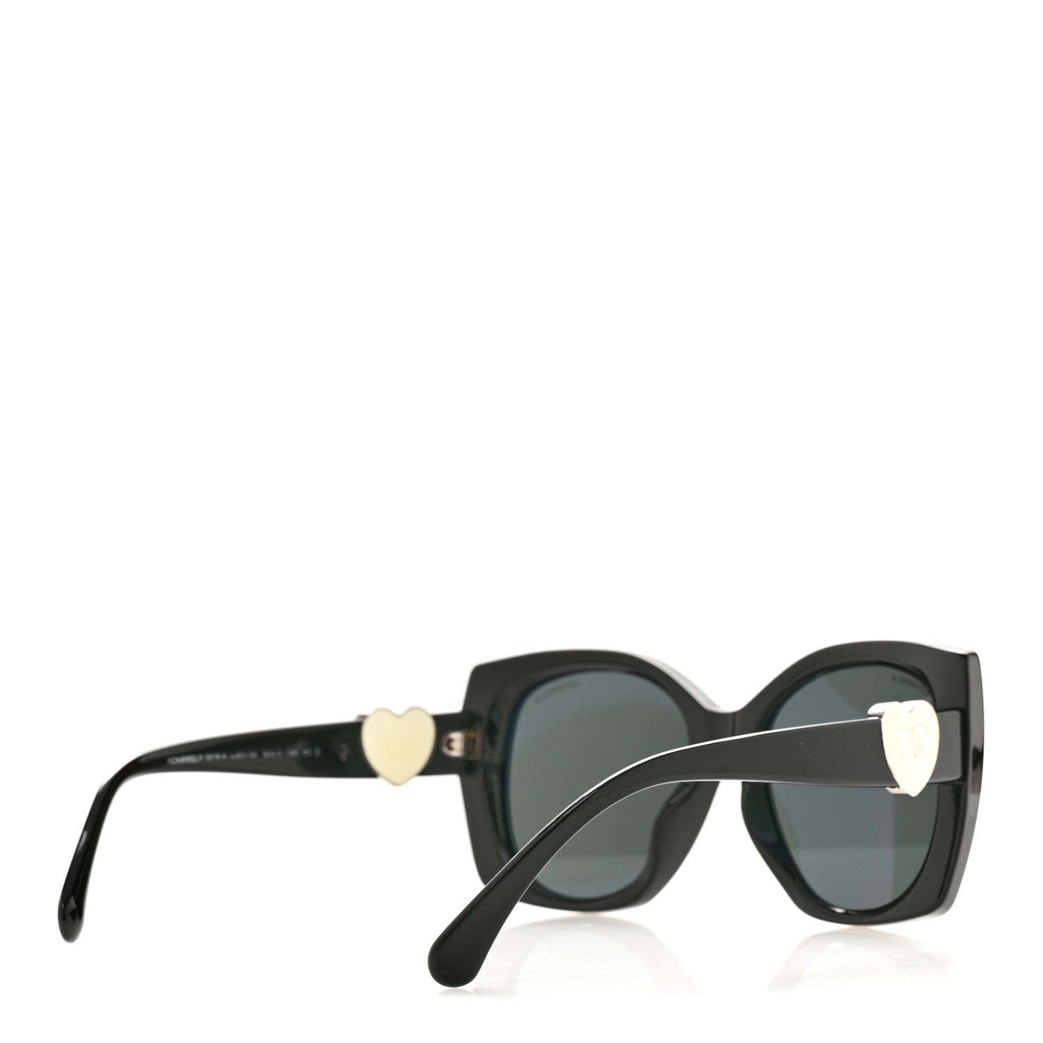 Chanel Acetate Square CC Heart Sunglasses 5519-A Black White 3 of 7