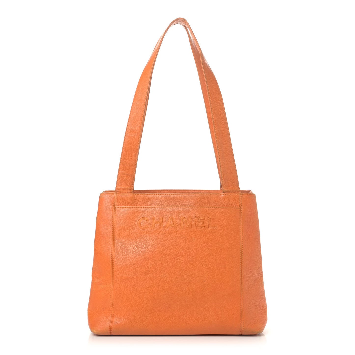 Caviar Embroidered Logo Shoulder Bag Orange