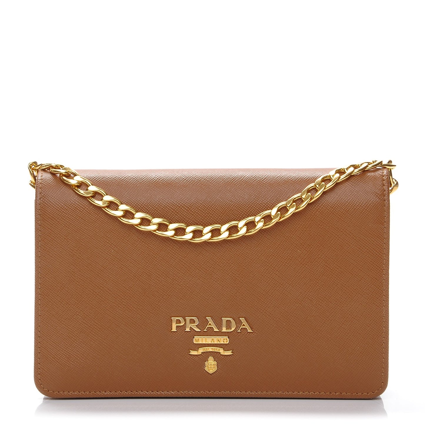 Saffiano Lux Chain Wallet Camel