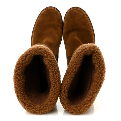 Louis Vuitton Suede Calfskin Shearling Snowdrop Flat Ankle Boot 40 Cognac 2 of 9