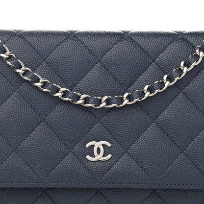 Chanel Caviar Quilted Wallet On Chain WOC Navy Blue 9 of 13
