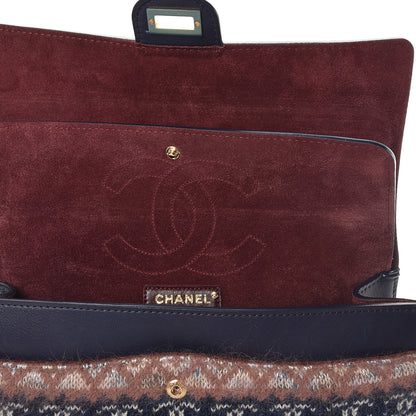 Chanel Smooth Calfskin Knit Nude 2.55 Reissue 226 Flap Navy 8 of 12