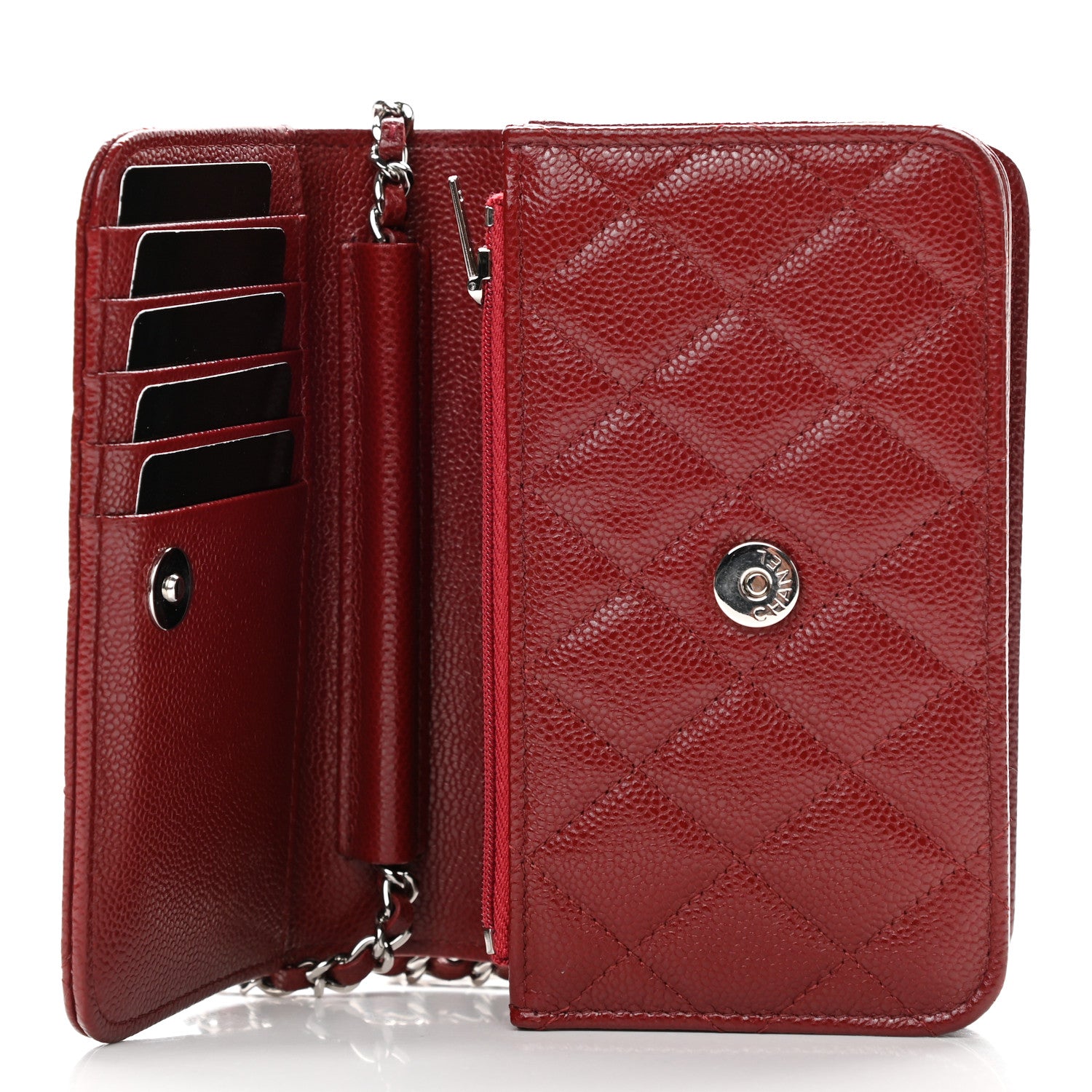 Chanel Caviar Quilted Mini Wallet On Chain WOC Red 6 of 12