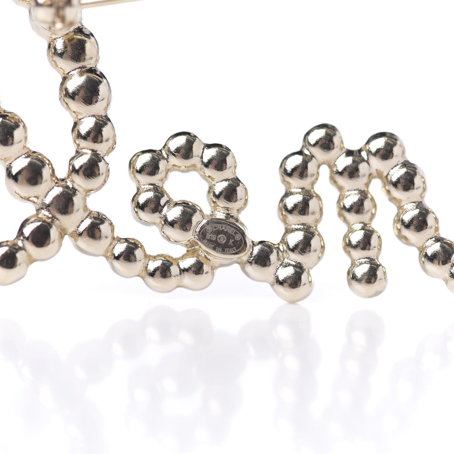 Metal Glass Swirling Pearls Brooch Pin Gold