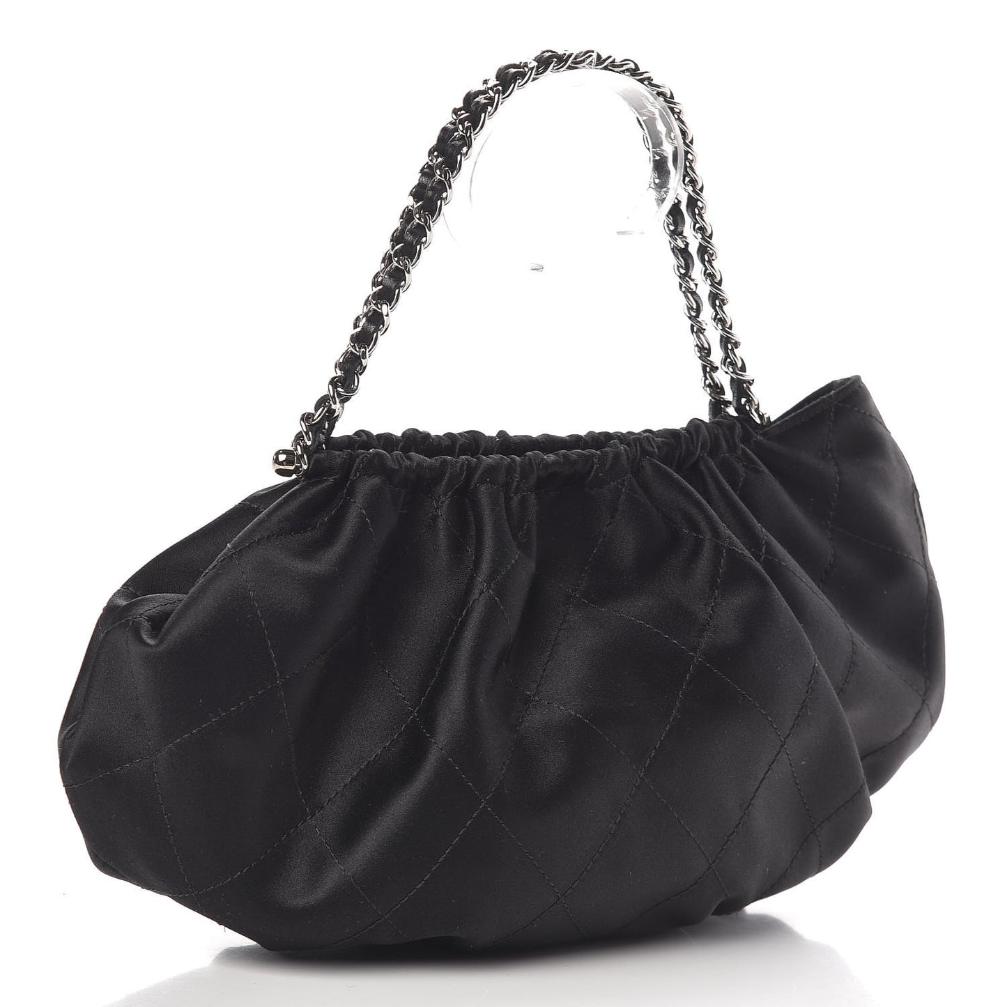 Satin Frame Top CC Small Evening Bag Black