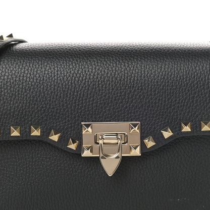 Valentino Garavani Pebbled Calfskin Medium Rockstud Flip Lock Crossbody Bag Black 7 of 11