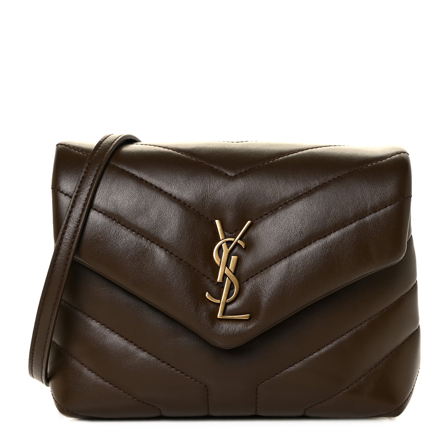 Calfskin Y Quilted Monogram Toy Loulou Crossbody Bag Soil Brown