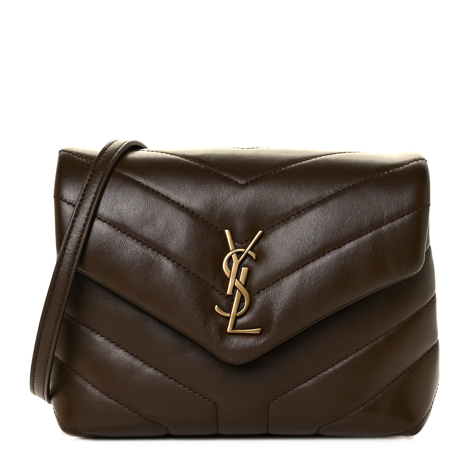 Saint Laurent Calfskin Y Quilted Monogram Toy Loulou Crossbody Bag Soil Brown 1 of 8