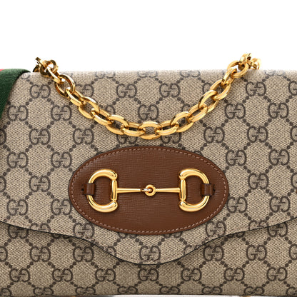 Gucci GG Supreme Monogram Azalea Calfskin Web Small Horsebit 1955 Crossbody Bag Beige Ebony Brown Sugar 8 of 15