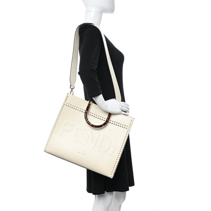 Fendi Vitello King Plexiglass Medium Fendi Sunshine Shopper Tote White Ice 2 of 12