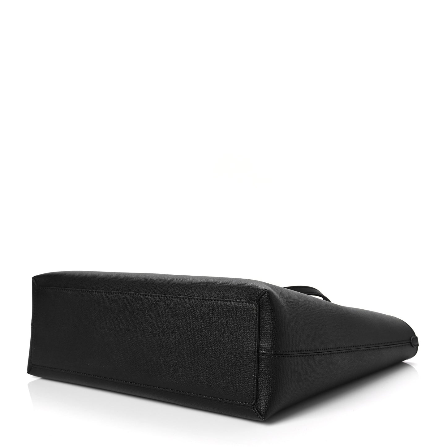 Grainy Calfskin Haymarket Check Medium Reversible Tote Black