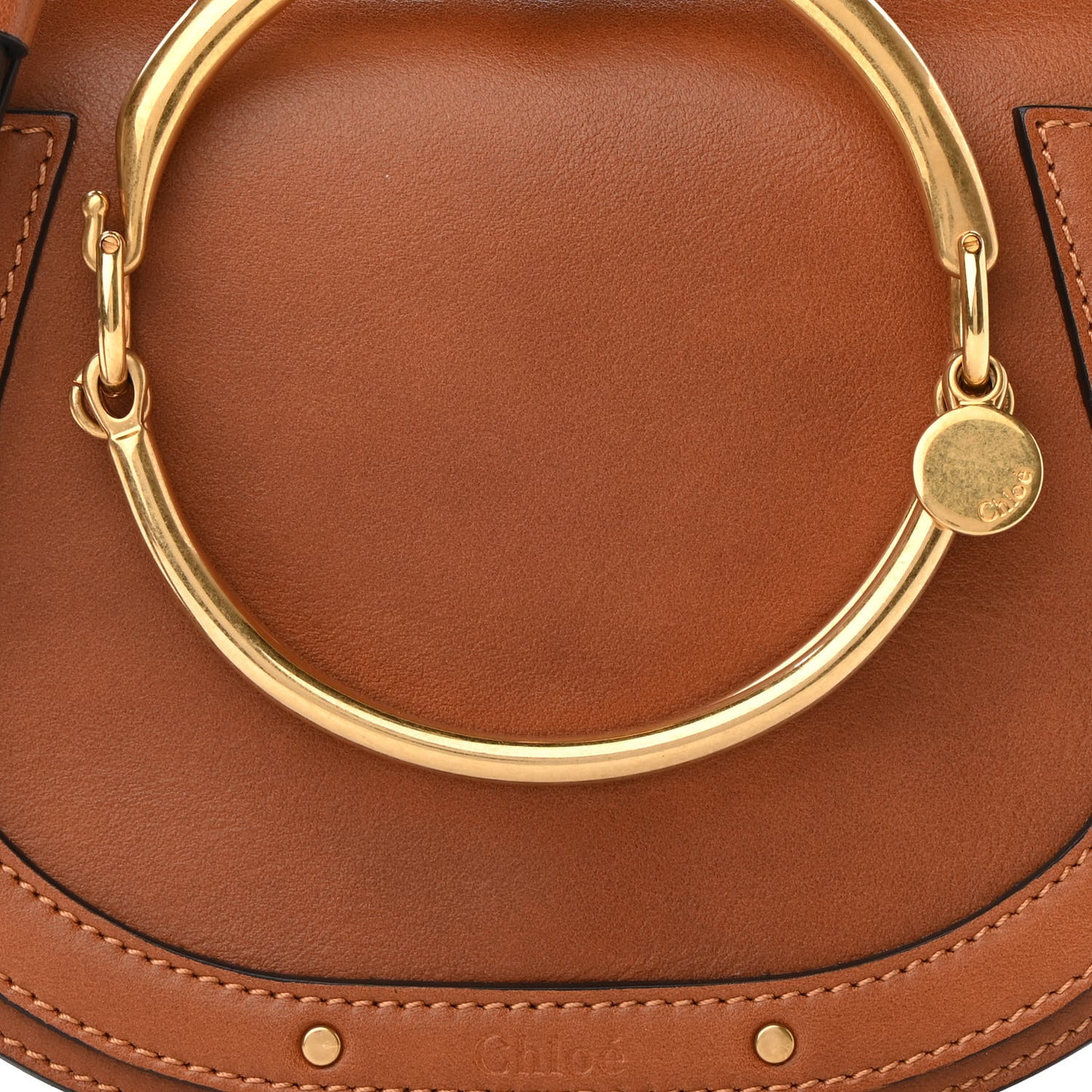 Calfskin Suede Small Nile Bracelet Bag Caramel