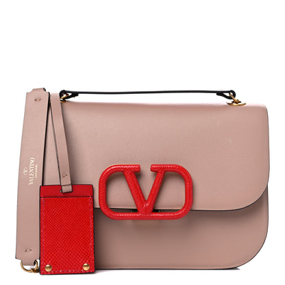 Valentino Garavani Smooth Calfskin Small VLock Shoulder Bag Poudre Rouge Pur 1 of 13