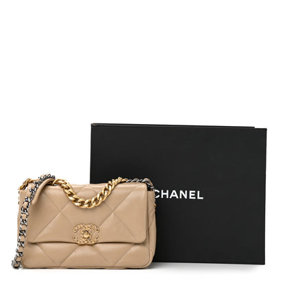 Chanel Lambskin Quilted Medium Chanel 19 Flap Dark Beige 10 of 10