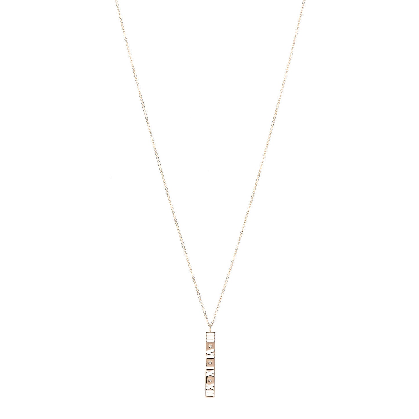 18K Rose Gold Diamond Atlas Bar Pendant Necklace