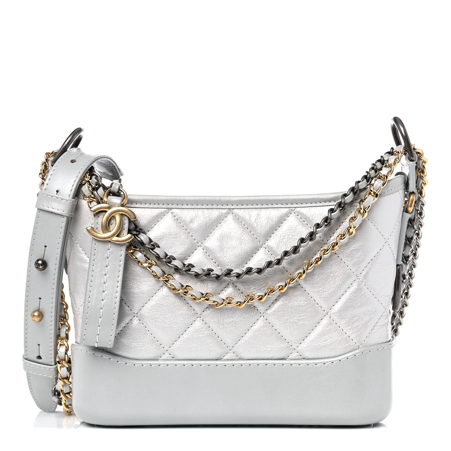 Chanel Metallic Aged Calfskin Quilted Small Gabrielle Hobo Silver 1 of 10