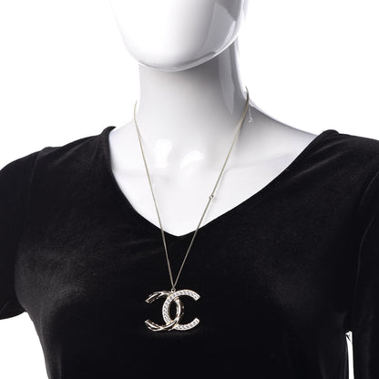 Chanel Crystal Quilted CC Pendant Necklace Gold 2 of 6