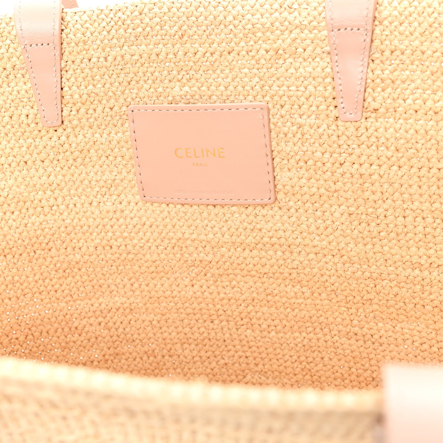 Celine Raffia Calfskin Triomphe Medium Panier Vintage Pink 8 of 11