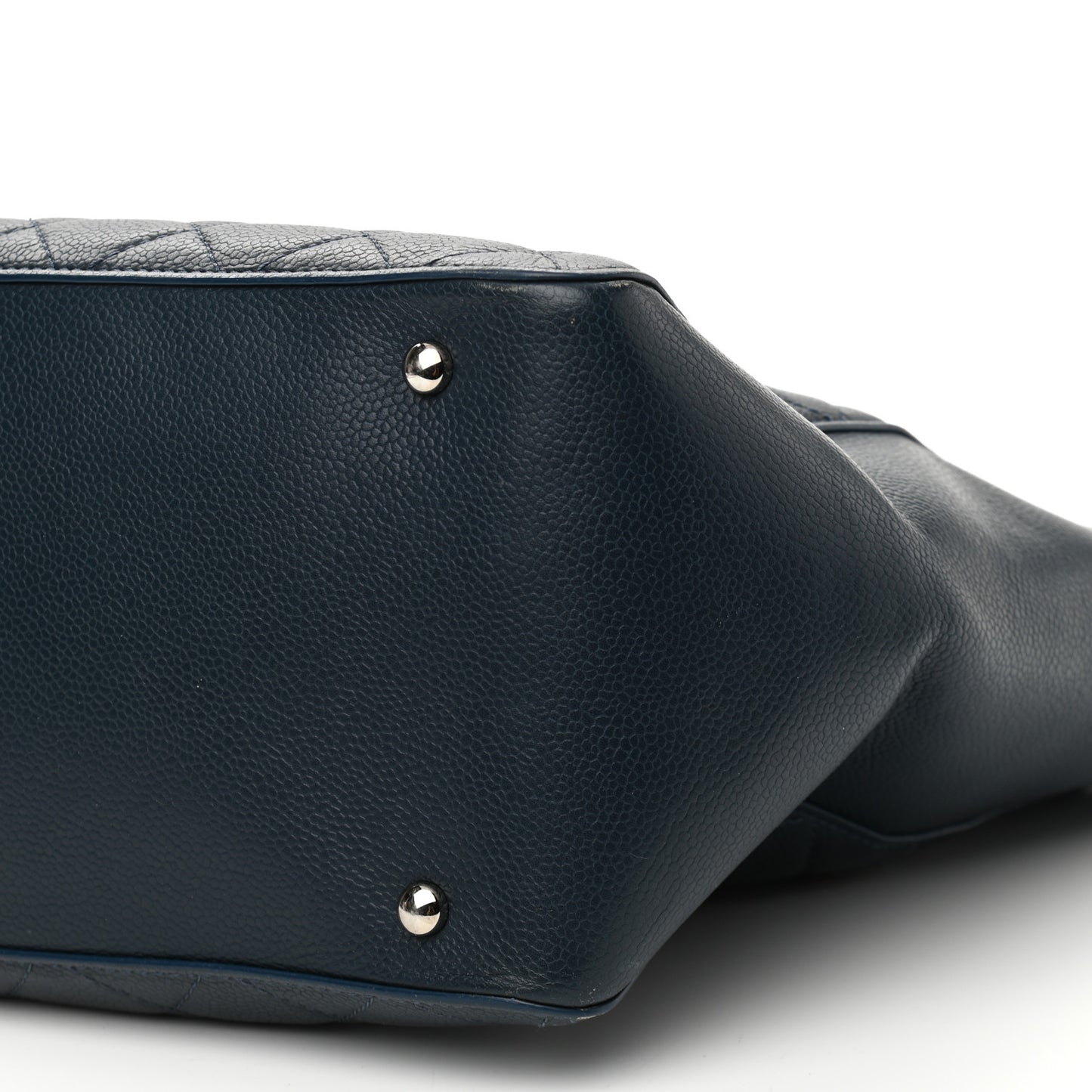 Caviar Quilted Large CC Box Shopping Tote Navy