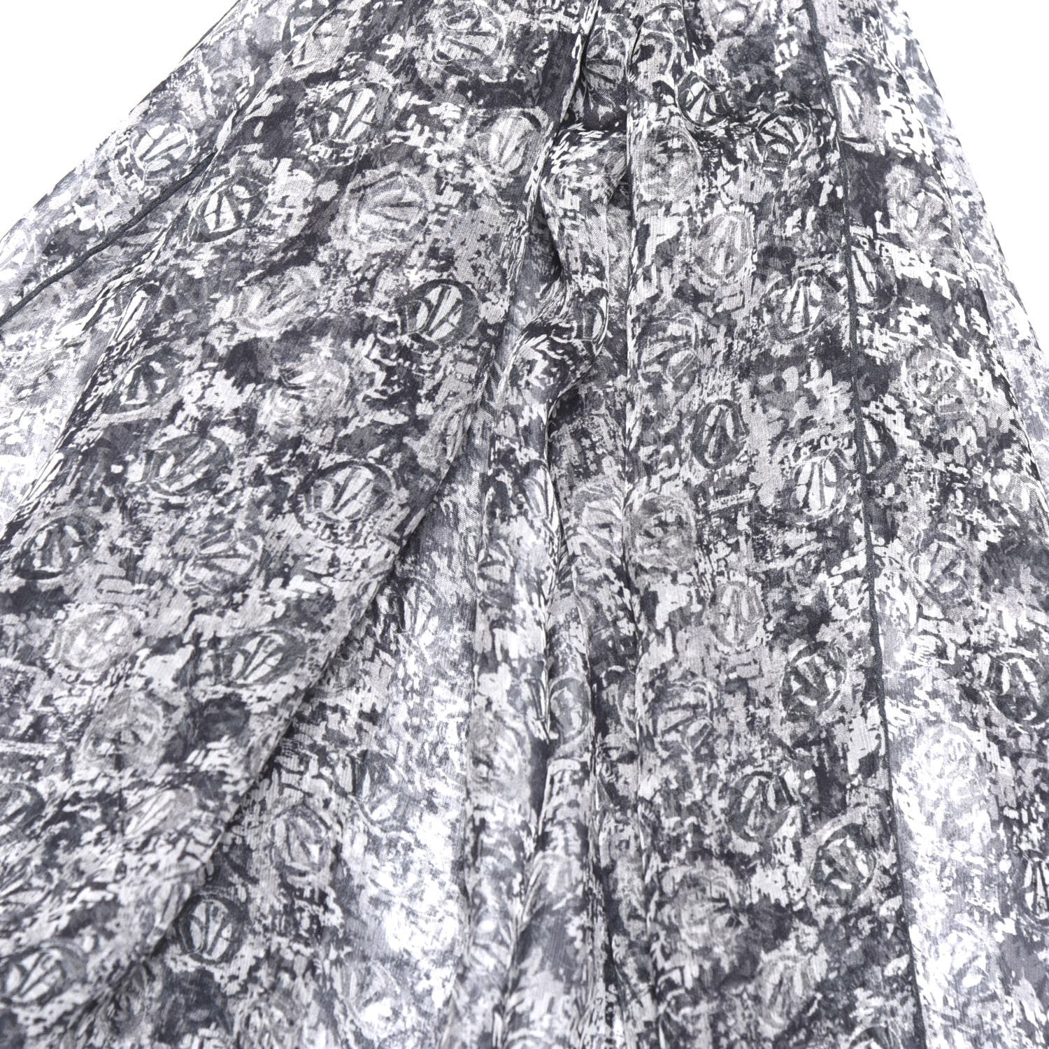 Christian Dior Silk Printed Scarf Black White 2 of 3