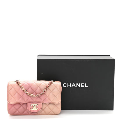 Chanel Metallic Lambskin Quilted Ombre Mini Rectangular Flap Pink 11 of 11