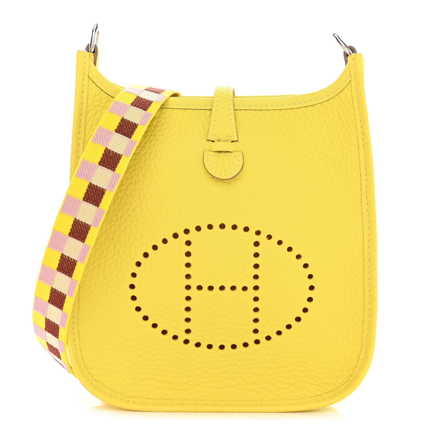 Hermes Taurillon Clemence Quadrille Evelyne TPM Lime Citron Rouge H Mauve Sylvestre 1 of 11