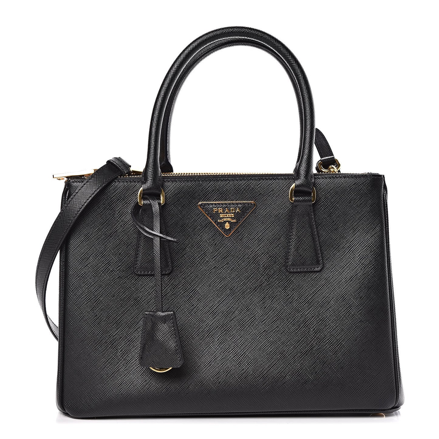 Saffiano Small Galleria Double Zip Tote Black