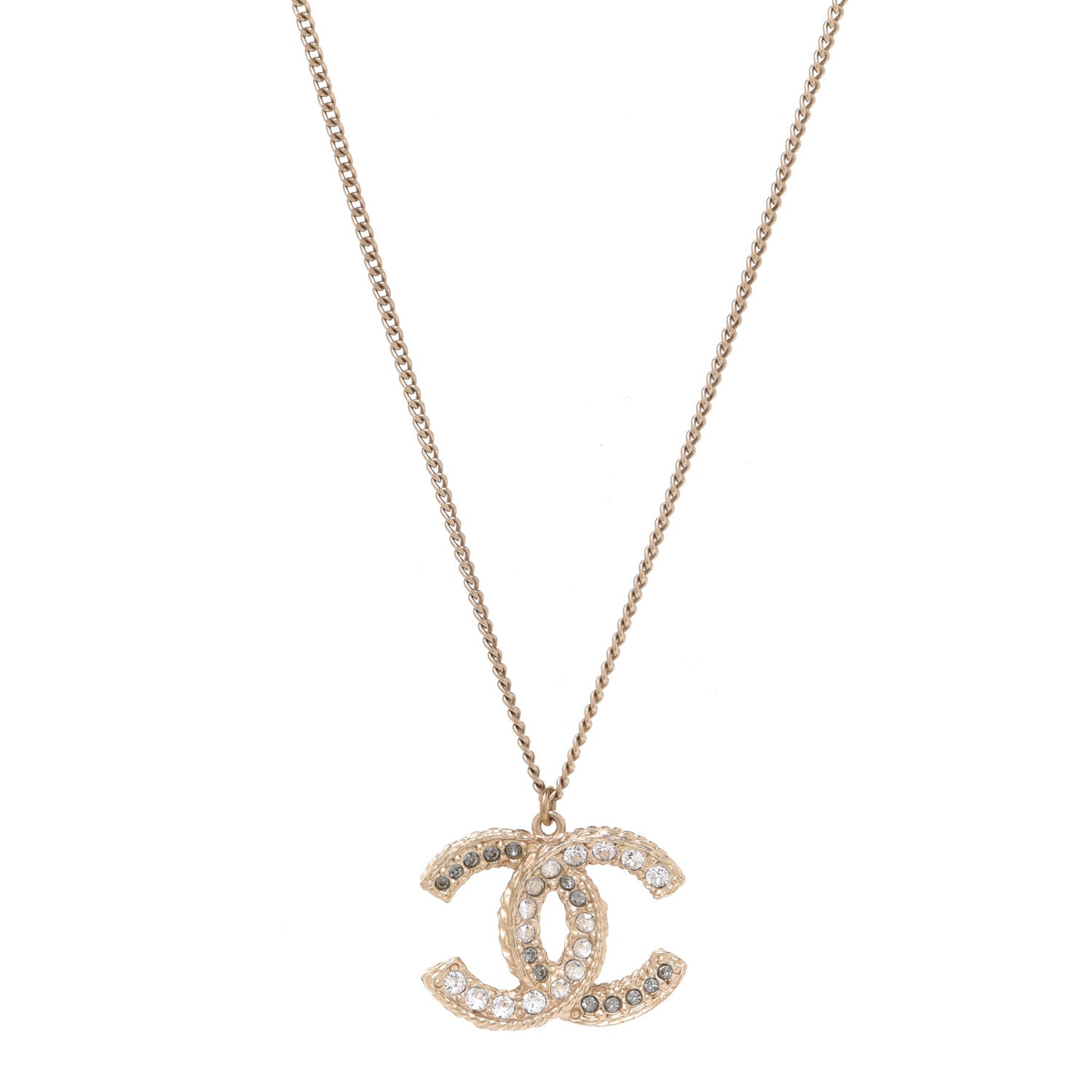 Chanel Crystal Enamel CC Reversible Pendant Necklace Gold 1 of 6