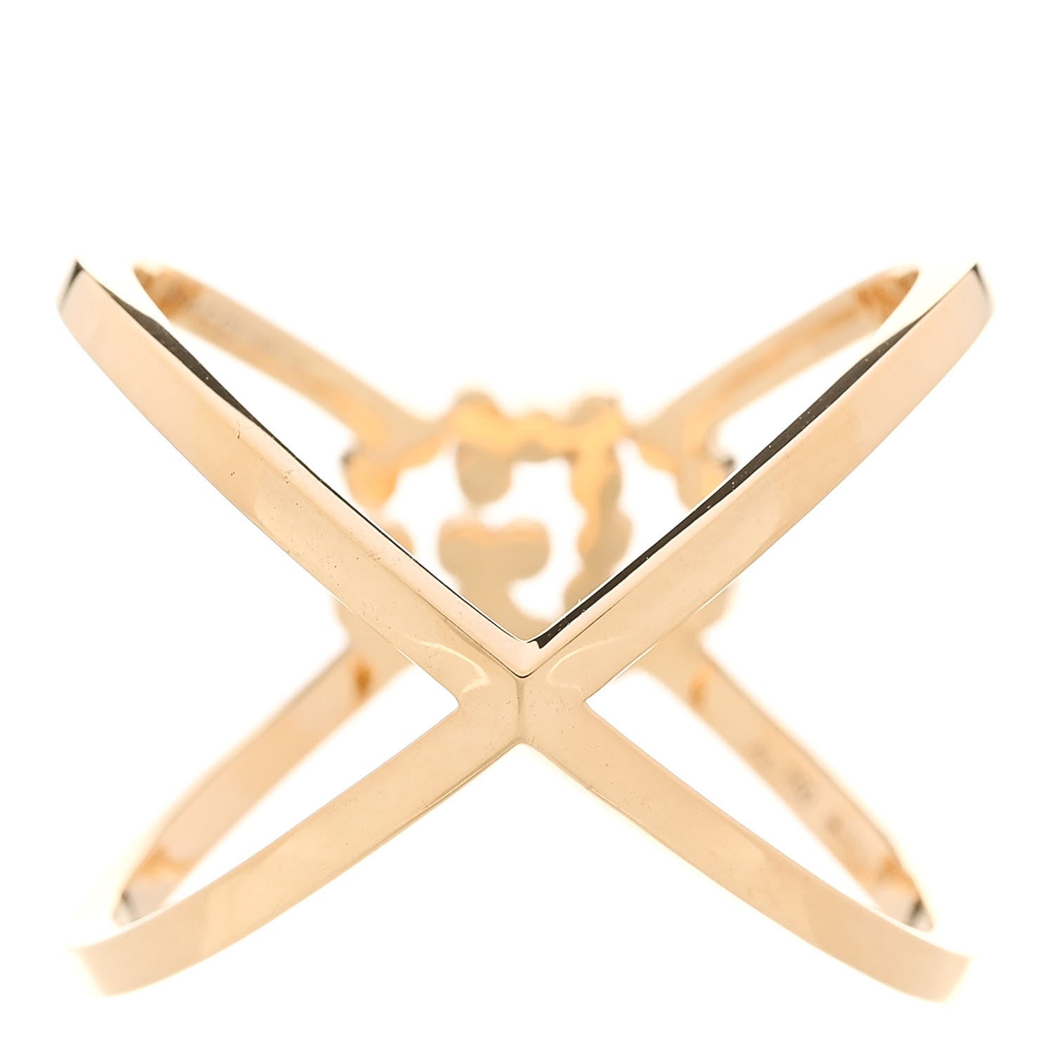 Gucci 18K Yellow Gold Diamond Running G Cross Ring 57 8 3 of 6