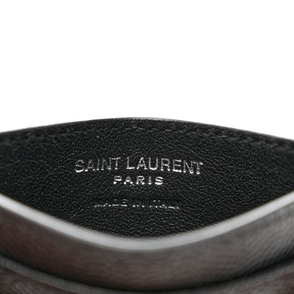 Saint Laurent Grain De Poudre Matelasse Chevron Monogram Credit Card Case Black 7 of 7