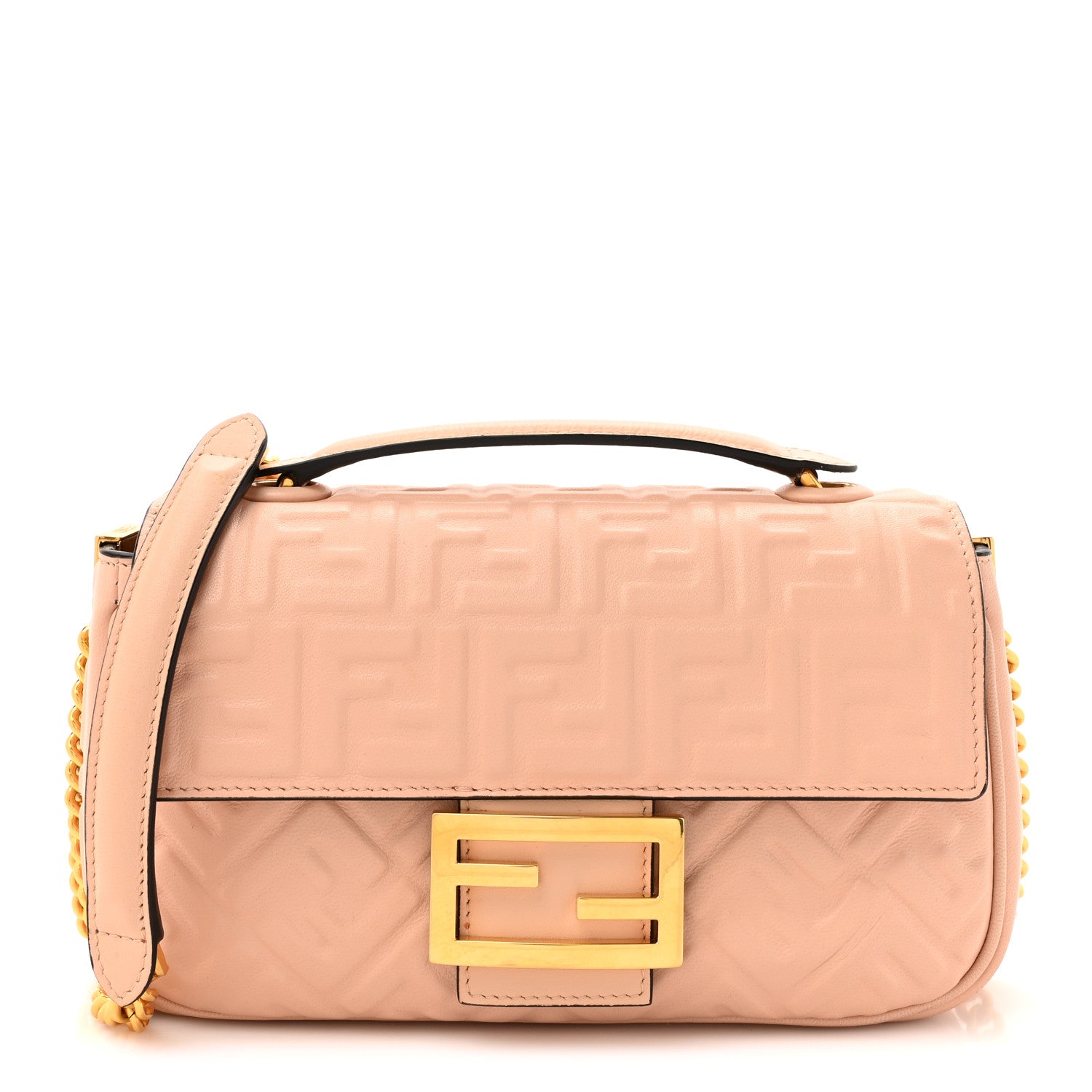 Fendi Nappa Small FF Embossed Midi Chain Baguette Light Rose 1 of 11