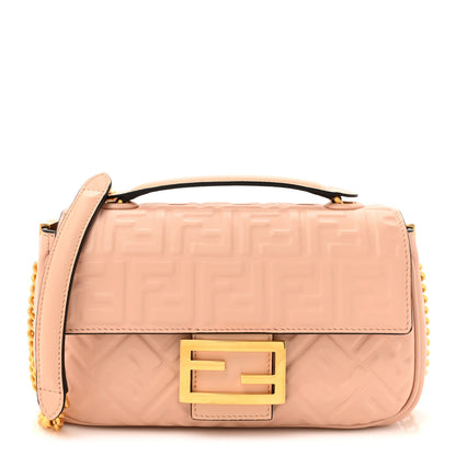 Fendi Nappa Small FF Embossed Midi Chain Baguette Light Rose 1 of 11