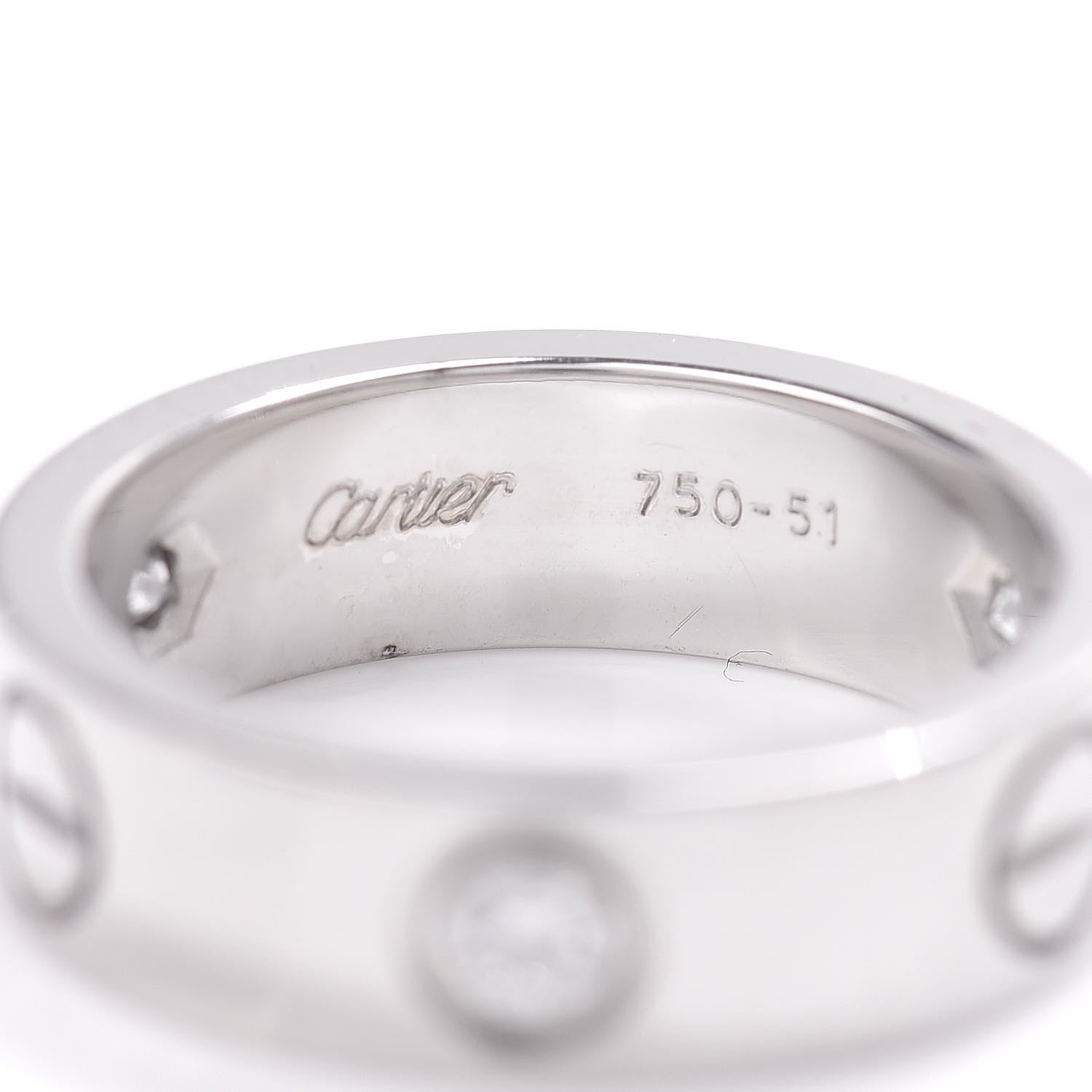 Cartier 18K White Gold 3 Diamond 5.5mm LOVE Ring 51 5.75 4 of 4