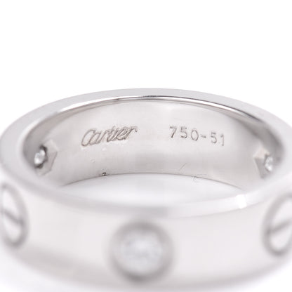 Cartier 18K White Gold 3 Diamond 5.5mm LOVE Ring 51 5.75 4 of 4