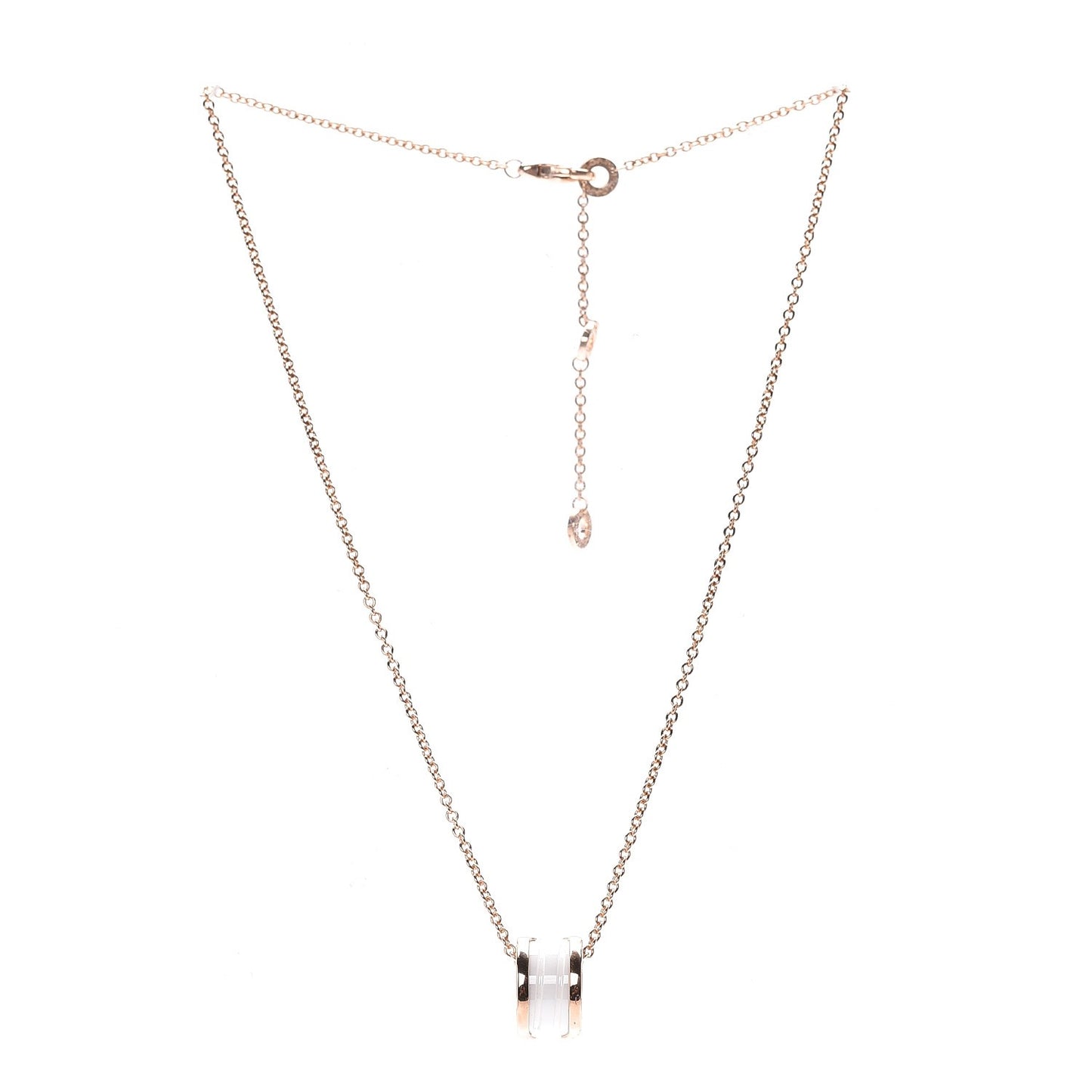 18K Rose Gold White Ceramic B.Zero1 Pendant Necklace